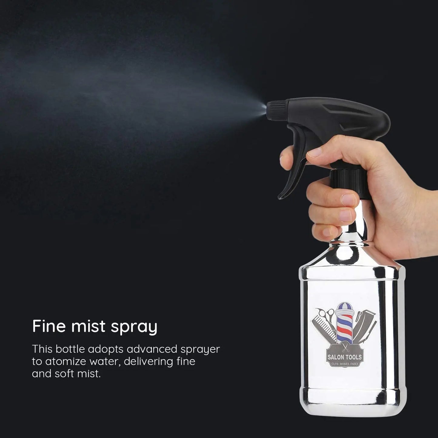 300ML Barber Water Spray Bottle Salon Haircut Styling Empty Continuous Atomizer Refillable Electroplating Watering Can