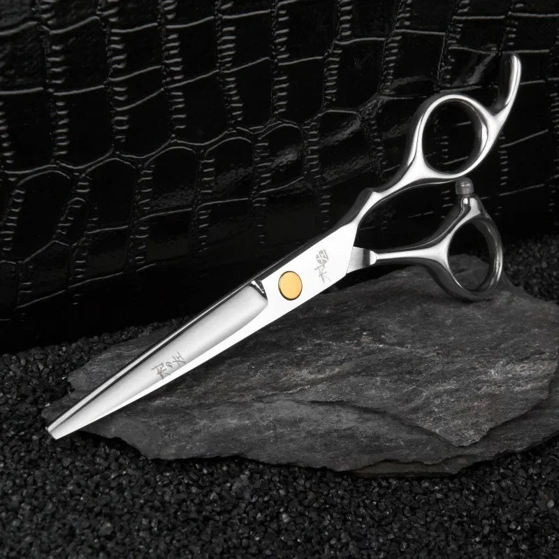 Japanese 440C Stainless Steel Scissors 6.0 Inch Straight Hair Cutting Shears Tool Profession Pet Grooming Scissors Barber Tools