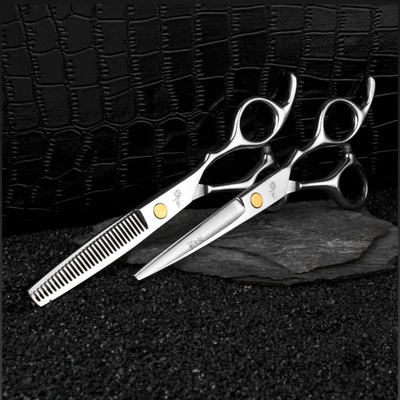 Japanese 440C Stainless Steel Scissors 6.0 Inch Straight Hair Cutting Shears Tool Profession Pet Grooming Scissors Barber Tools