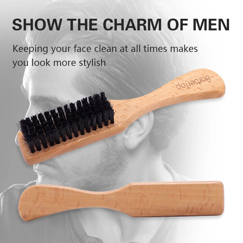 BARBERTOP Men Styling Comb Beard Hair Brush Face Massage Shaving Comb Barber Anti-knots Moustache Brush Professional Wooden Comb