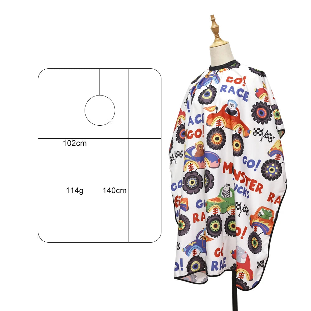 Kids Hairdressing Cape Cartoon Pattern Haircutting Cloth Salon Waterproof Barber Apron Children Hair Dyeing Styling Tools