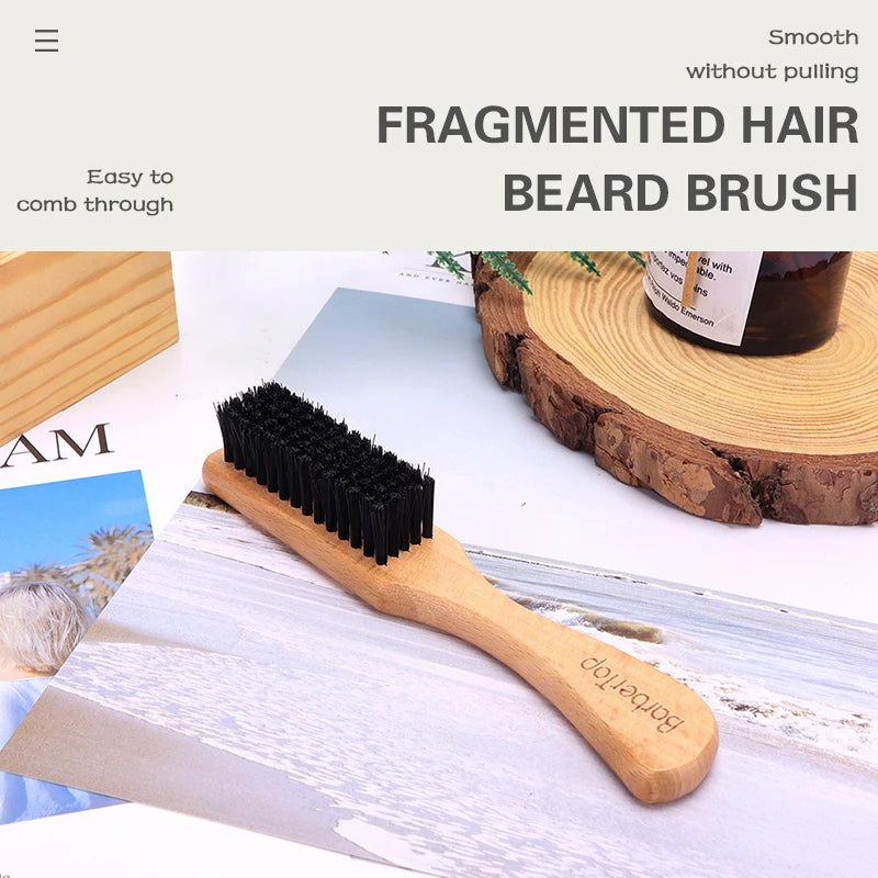 BARBERTOP Men Styling Comb Beard Hair Brush Face Massage Shaving Comb Barber Anti-knots Moustache Brush Professional Wooden Comb