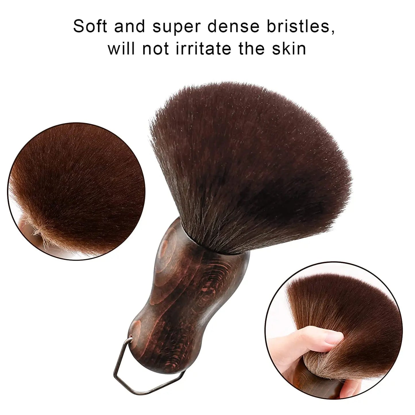 Barber Neck Duster Brush Wood Handle with Hook Hairdressing Cleaning Brush Natural Fiber Salon Hair Sweep Brushes