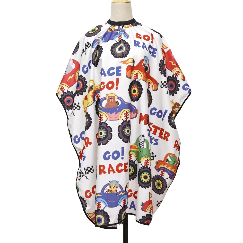 Kids Hairdressing Cape Cartoon Pattern Haircutting Cloth Salon Waterproof Barber Apron Children Hair Dyeing Styling Tools