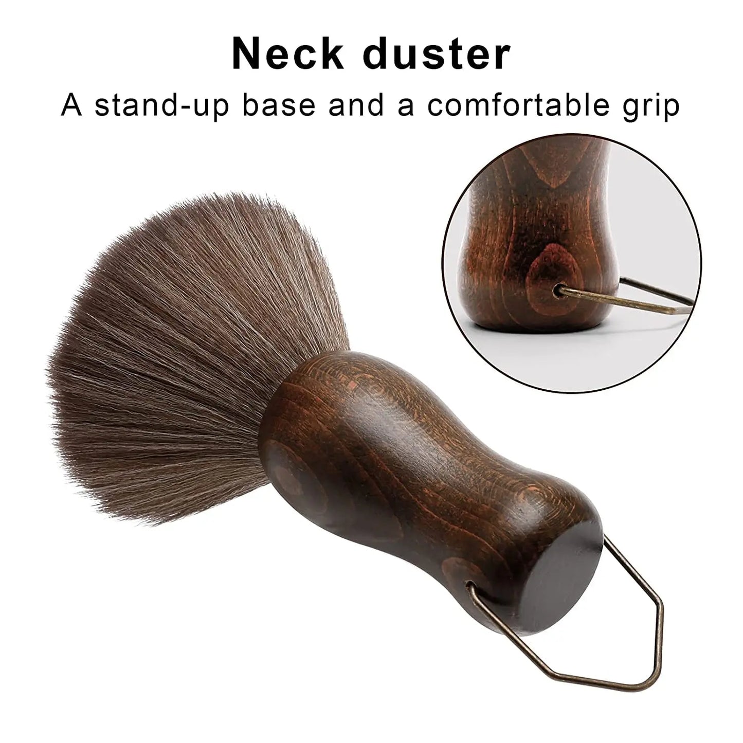 Barber Neck Duster Brush Wood Handle with Hook Hairdressing Cleaning Brush Natural Fiber Salon Hair Sweep Brushes